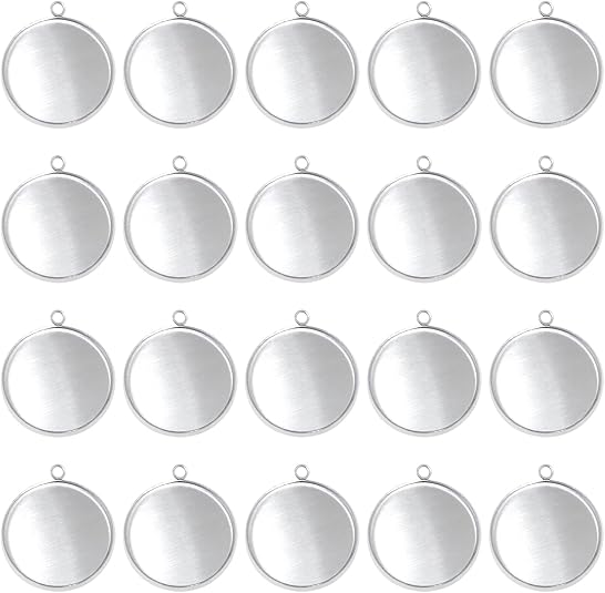 Resin Art Earrings - 20 Pieces Stainless Steel Round Bezel
