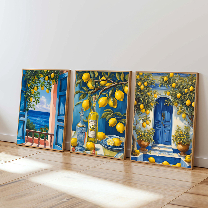 Resin Art Kitchen - Mediterranean Italy Lemon Blue Door Coastal