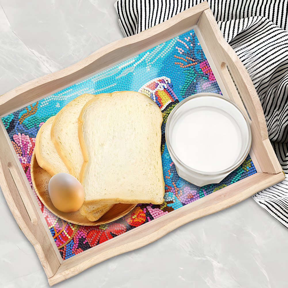 Resin Art Wooden Tray - Wooden 5D DIY Diamond Painting Serving