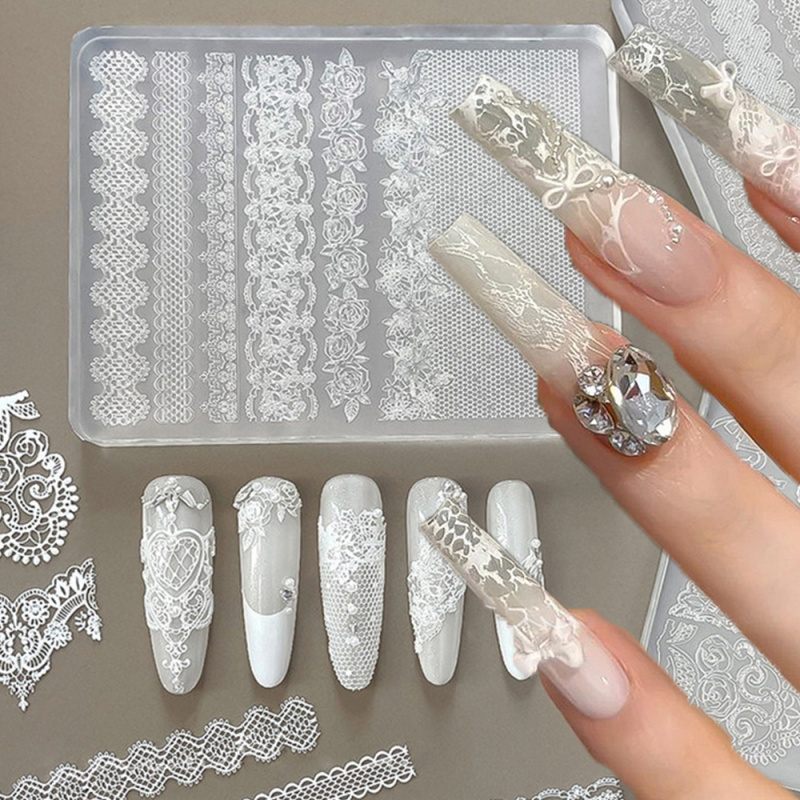 Resin Art Template - 1pc Lace 3D Silicone Nail Molds