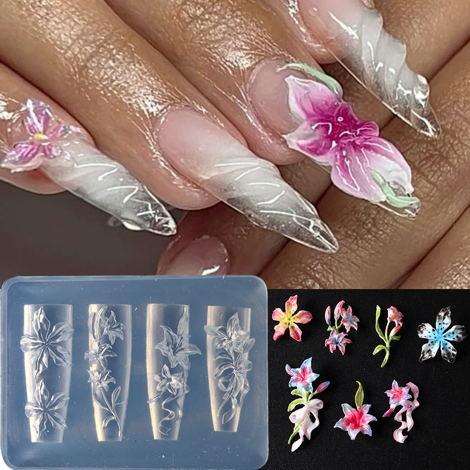 Resin Art Template - 1pcs 3D Elegant Lily Nail Charms