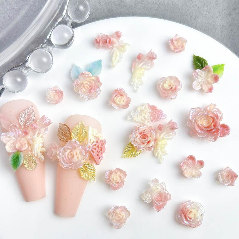 Resin Art Rose Petals - Resin Luminous Rose Camellia Nail Charms