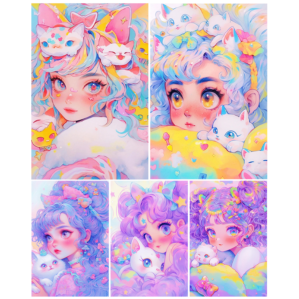 Resin Art Kits For Adults - Cartoon Girl Full DIY 5D Round