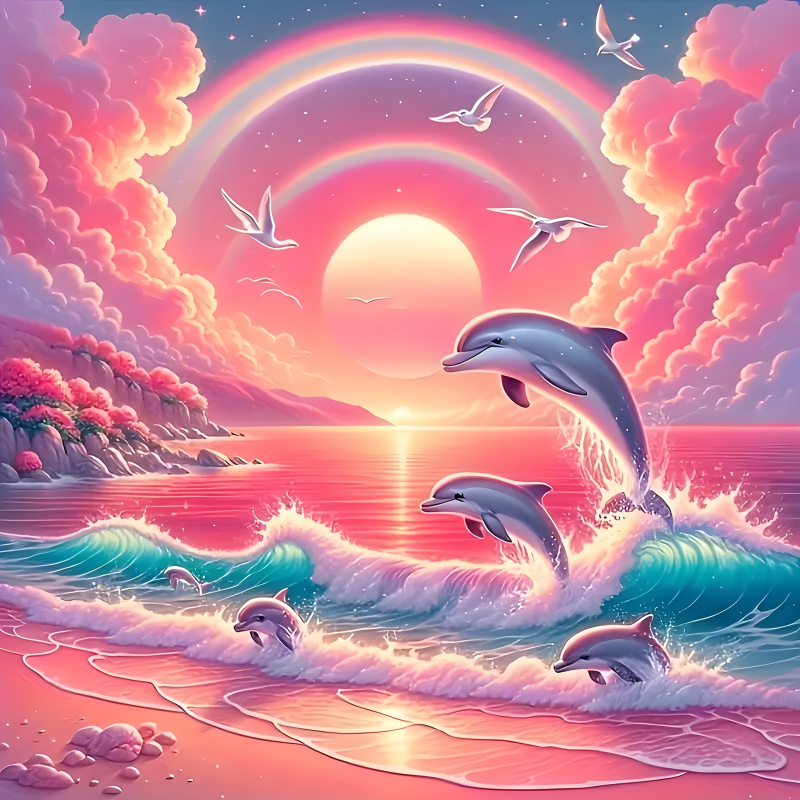 Resin Art Kits - Diamond painting kit, pink sky and