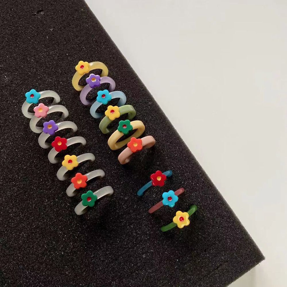 Resin Art Ring - Transparent Sweet Korean Flower Women Acrylic