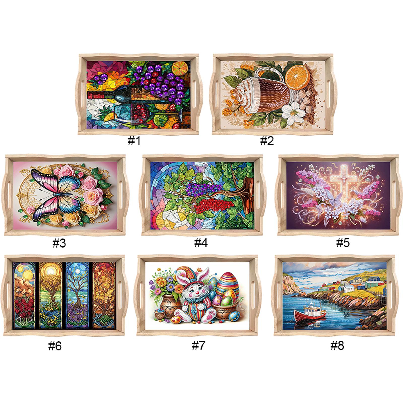 Resin Art Wooden Tray - Diamond Art Painting Wooden Serving Tray