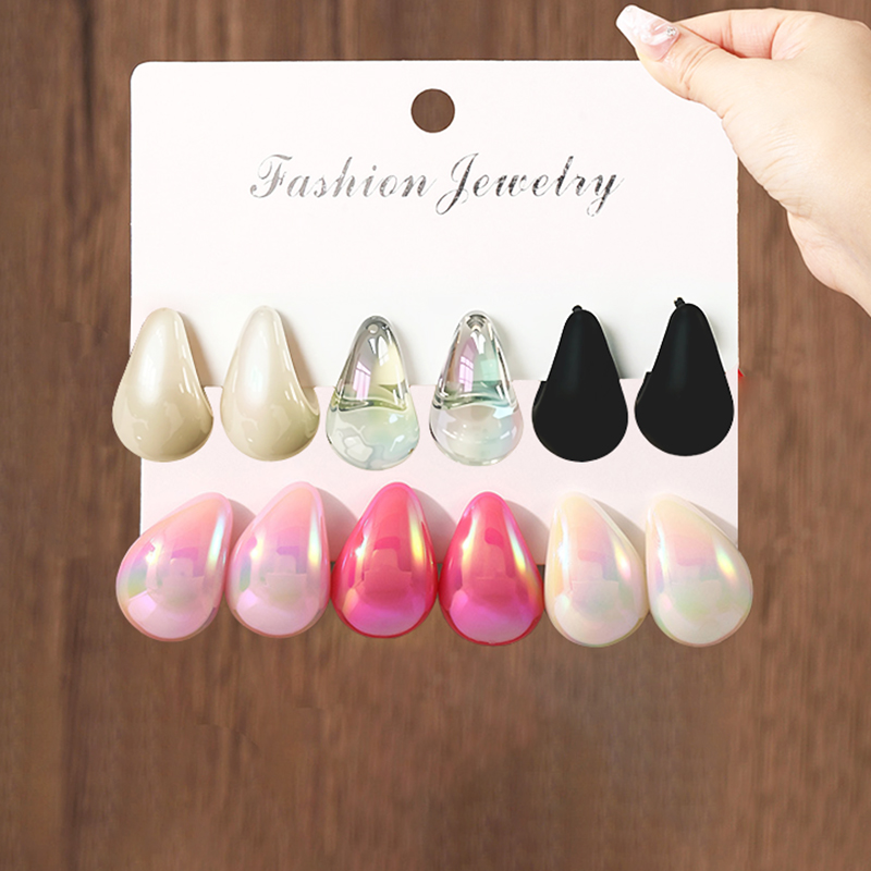 Resin Art Ring - 3 Pairs Fashion Resin Drop Earrings