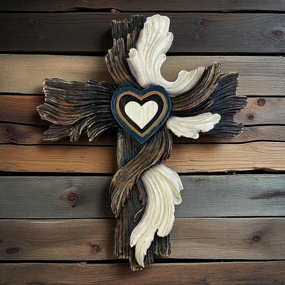 Resin Art And Wood - 2D Wall Cross Decorations for Home