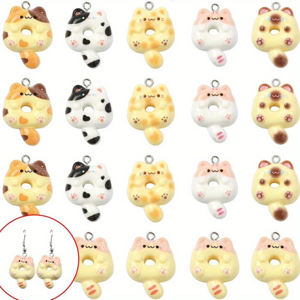 Resin Art Earrings - 4/14/28pcs Multi-color Cat-shaped Decorative Pendants,Diy Bracelets,Necklaces