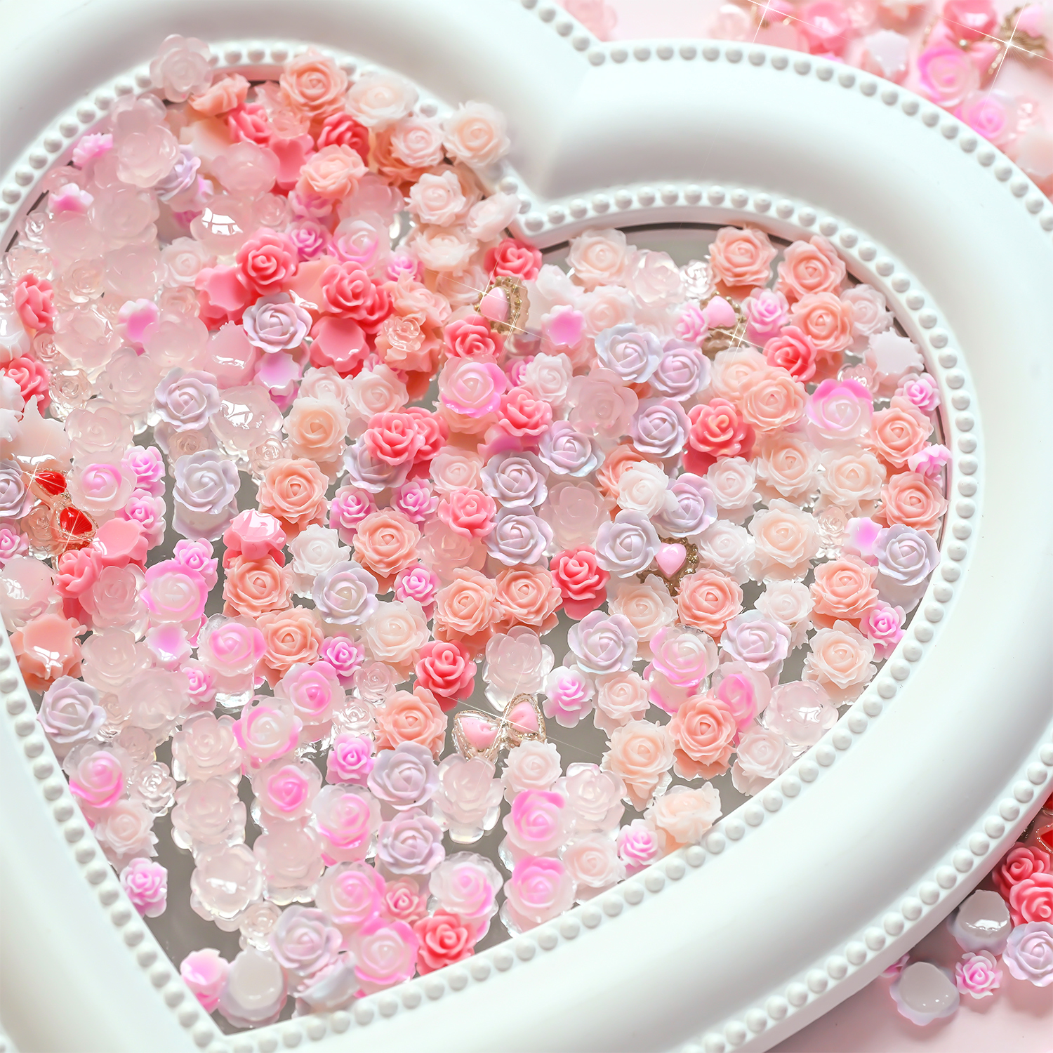 Resin Art Rose Petals - 12grids Cute Red Bow Heart Resin