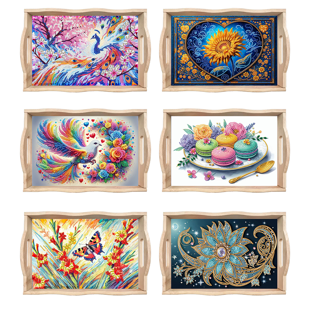 Resin Art Wooden Tray - Wooden Beautiful Pattern 5D Diamond Painting