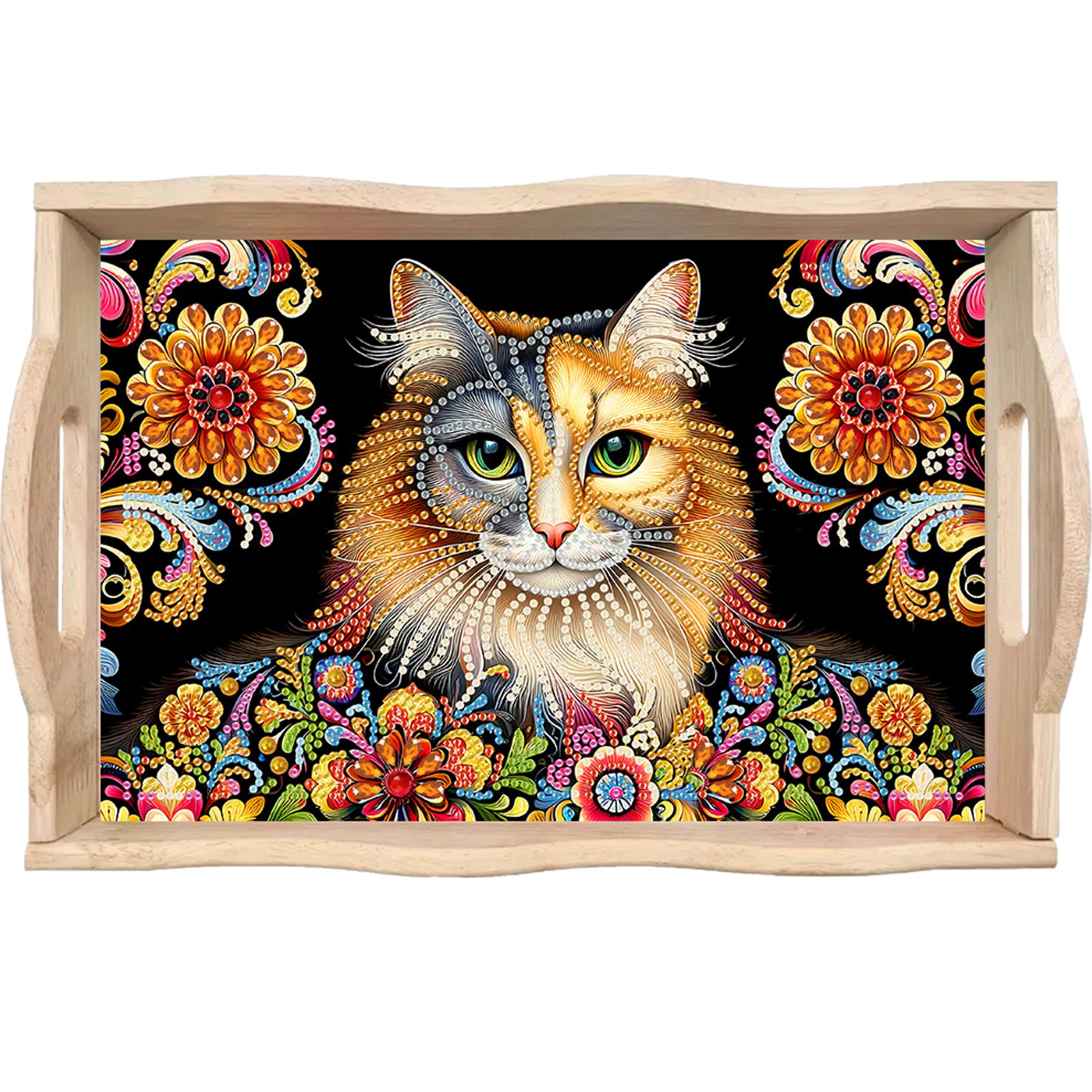 Resin Art Wooden Tray - Diamond Art Painting Wooden Serving Tray