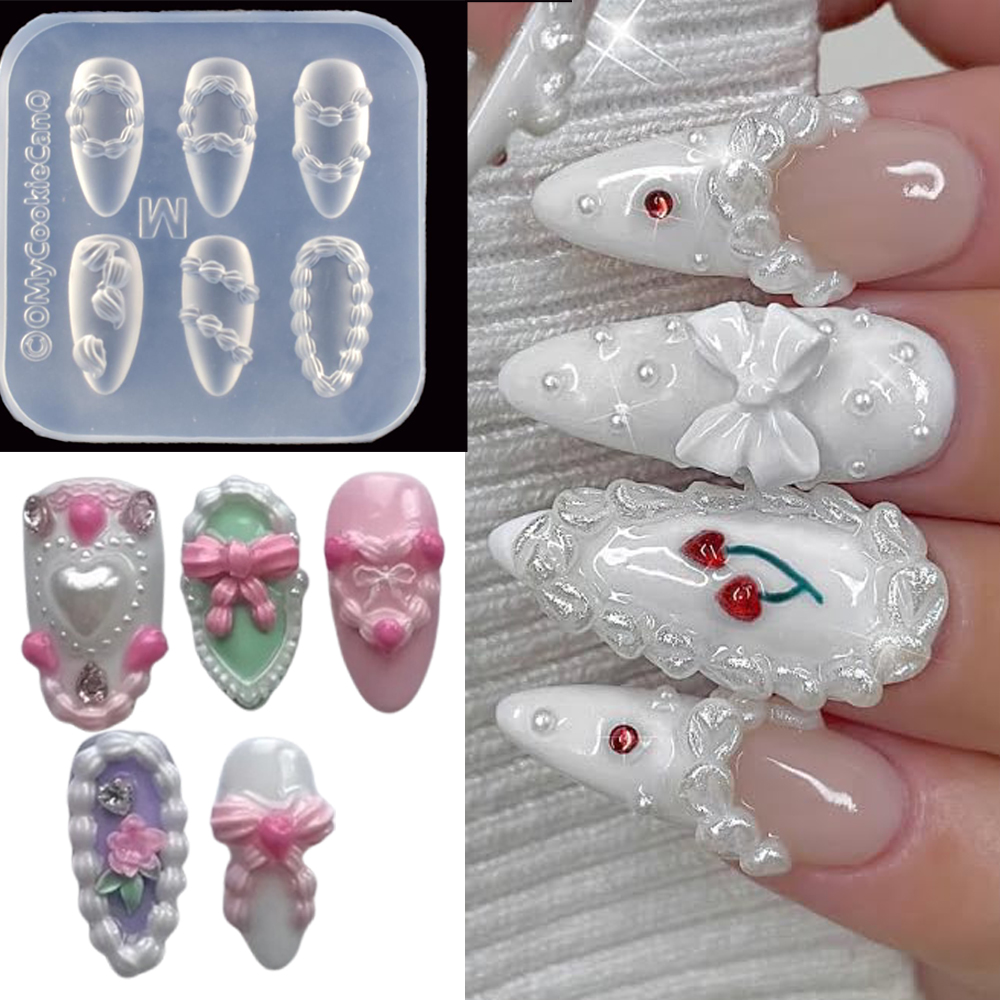 Resin Art Template - 1pc 3D French Cream Nail Art