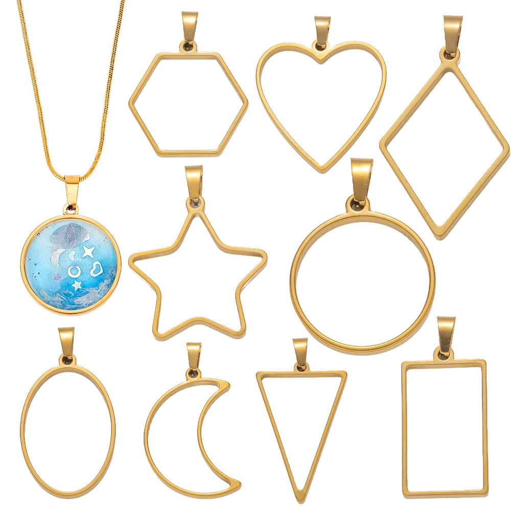 Resin Art Earrings - 5pcs Stainless Steel Open Back Resin
