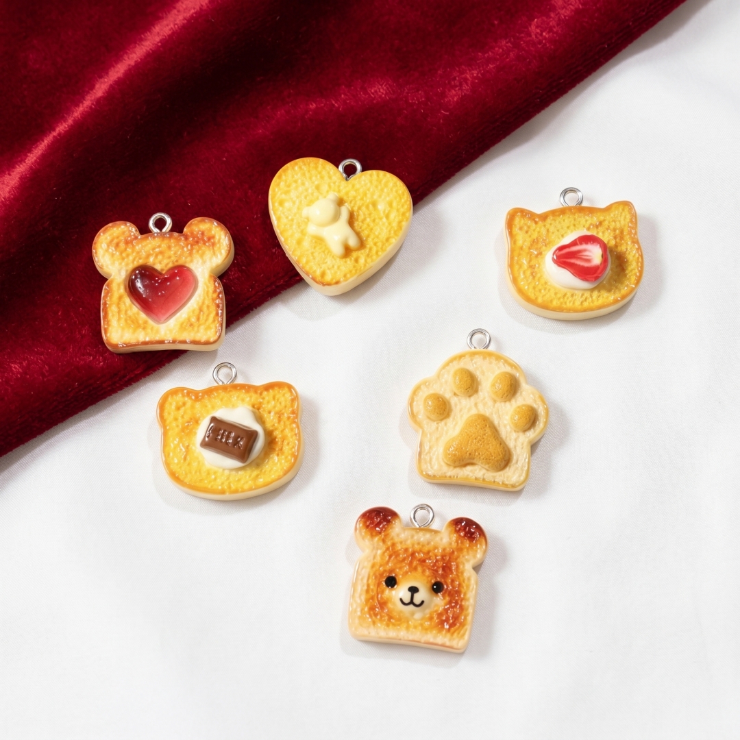 Resin Art Earrings - 10pcs Resin Plastic Bread Pendants Charms
