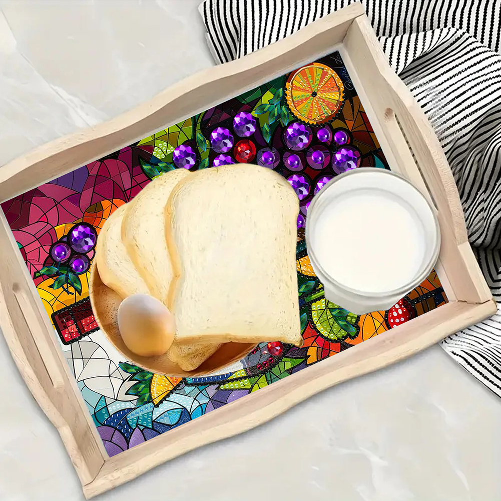 Resin Art Wooden Tray - Diamond Painting Wooden Tray with Handle