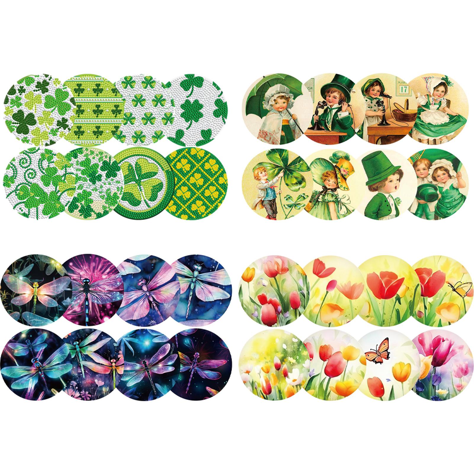 Resin Art And Wood - 8PCS Full Drill Diamond Coaster Tulip