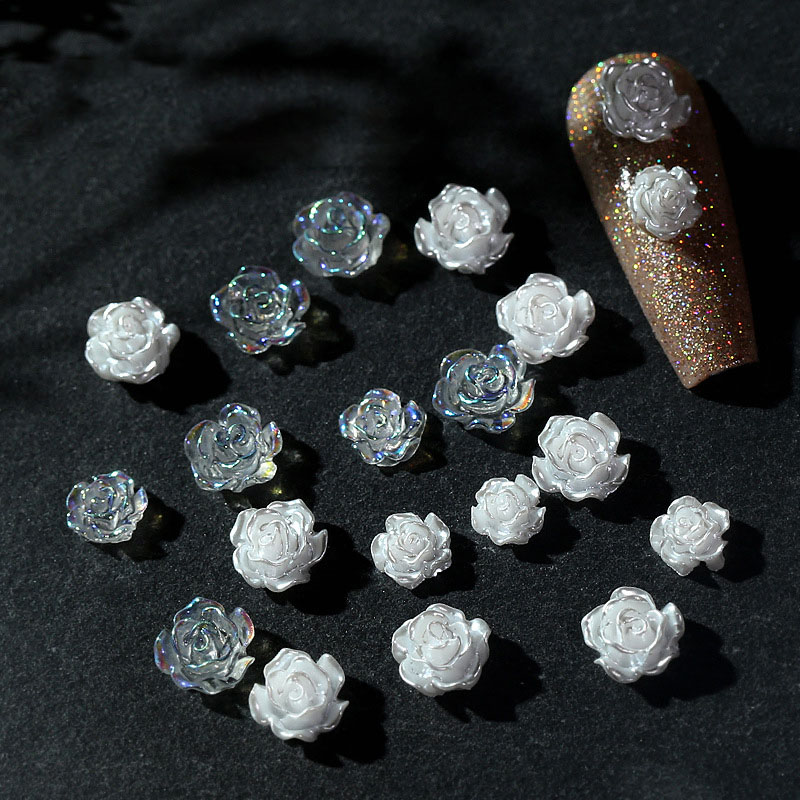 Resin Art Rose Petals - Mix 50PCS 6/8/10MM White Rose Flowers