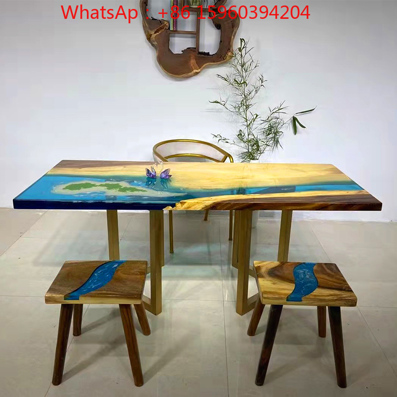Resin Art Dining Table - Epoxy resin art river ocean table