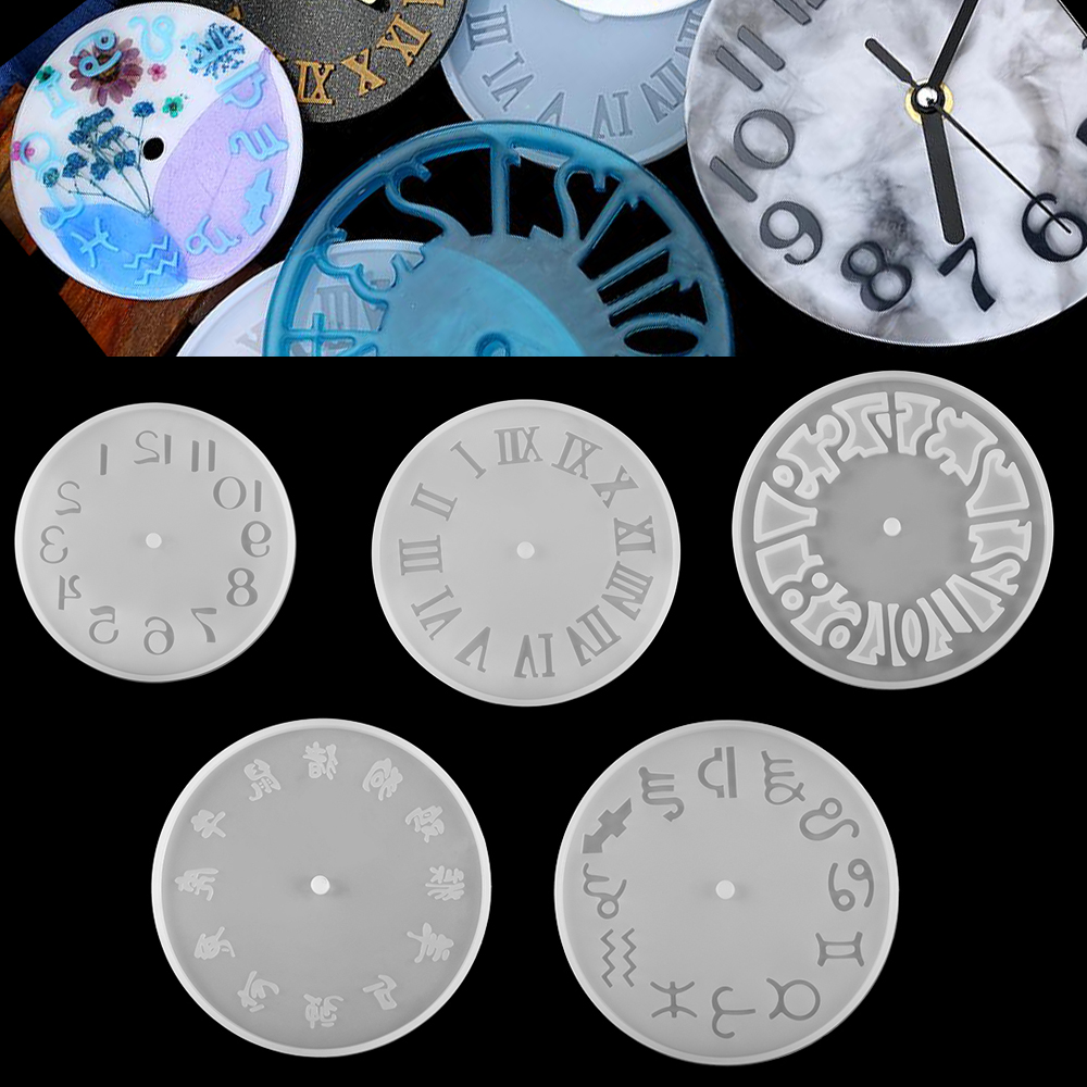 Resin Art Clock - 1Pcs Clock Resin Epoxy Molds Mixed