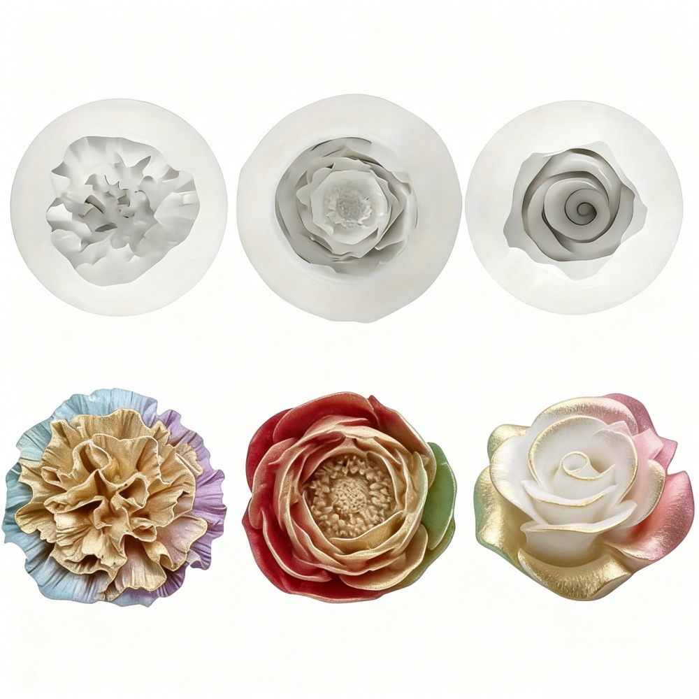 Resin Art For Wedding Gift - 3-Piece Silicone Molds for Roses, Peonies,