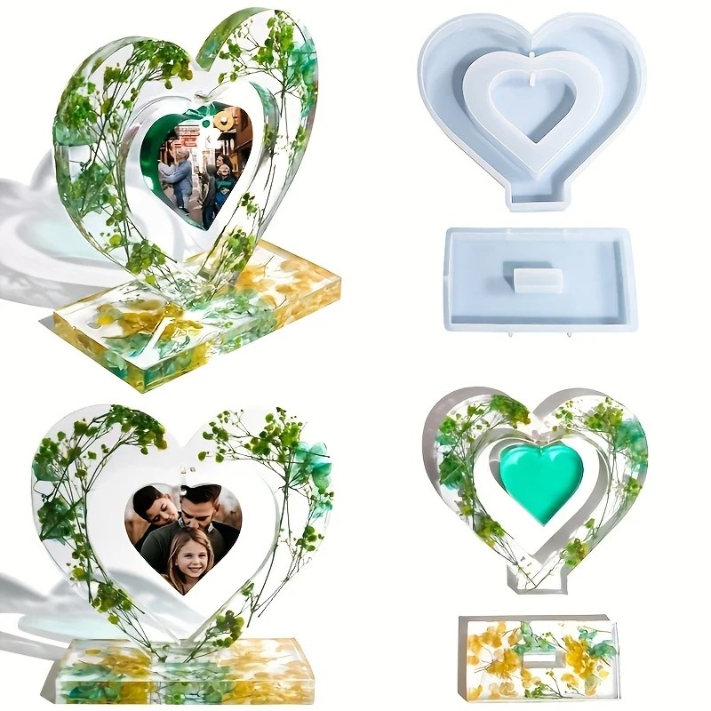 Resin Art Clock - Heart Resin Molds, 2 Pieces Love