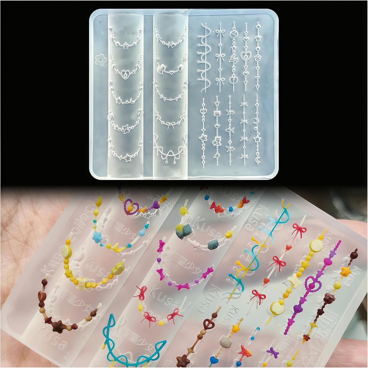 Resin Art Template - 3D Bead Necklace Gel Nail Art