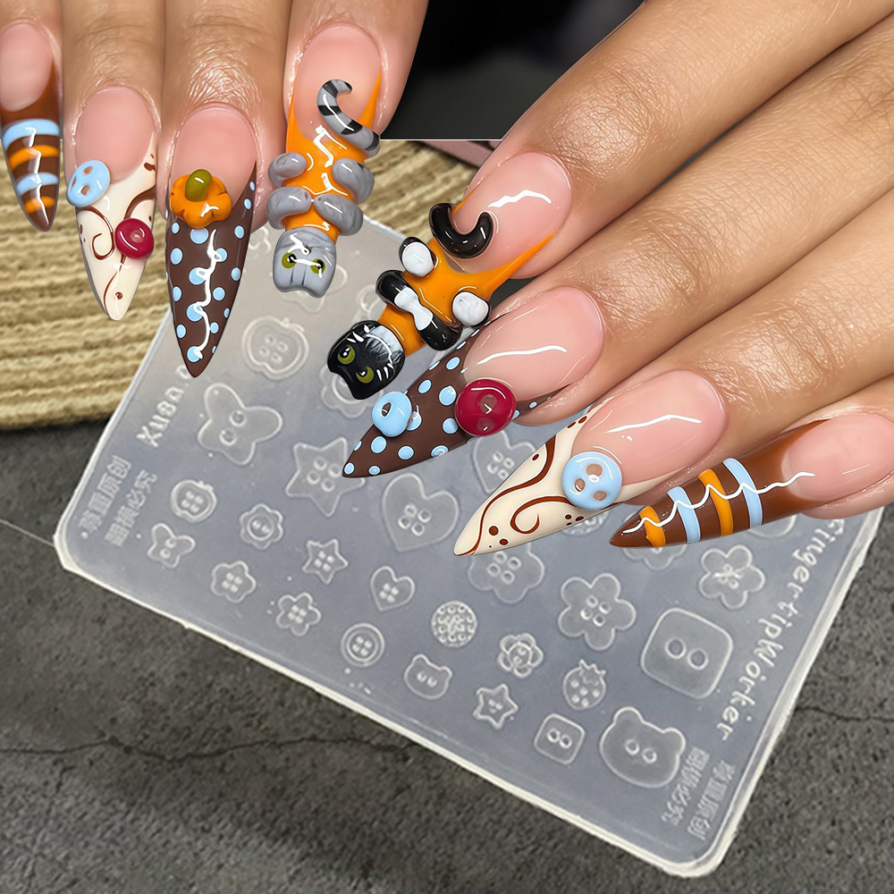 Resin Art Template - 3D Buttons Nail Art Mold Silicone