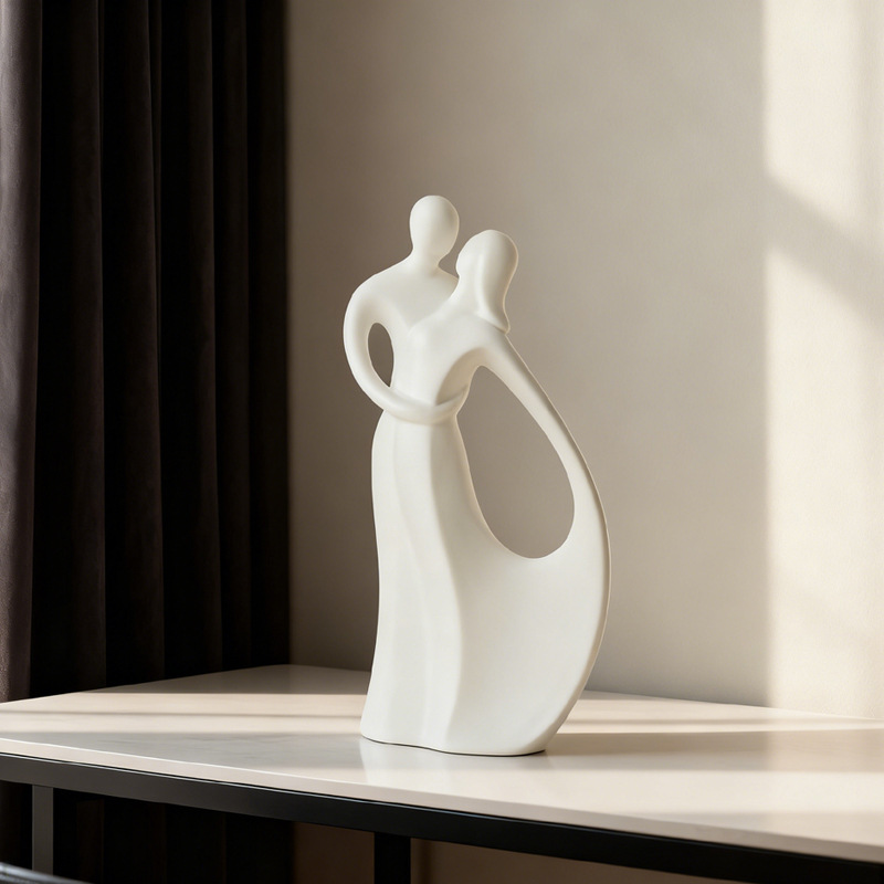 Resin Art For Wedding Gift - Nordic Ceramic Couple Hugging Sculpture Modern
