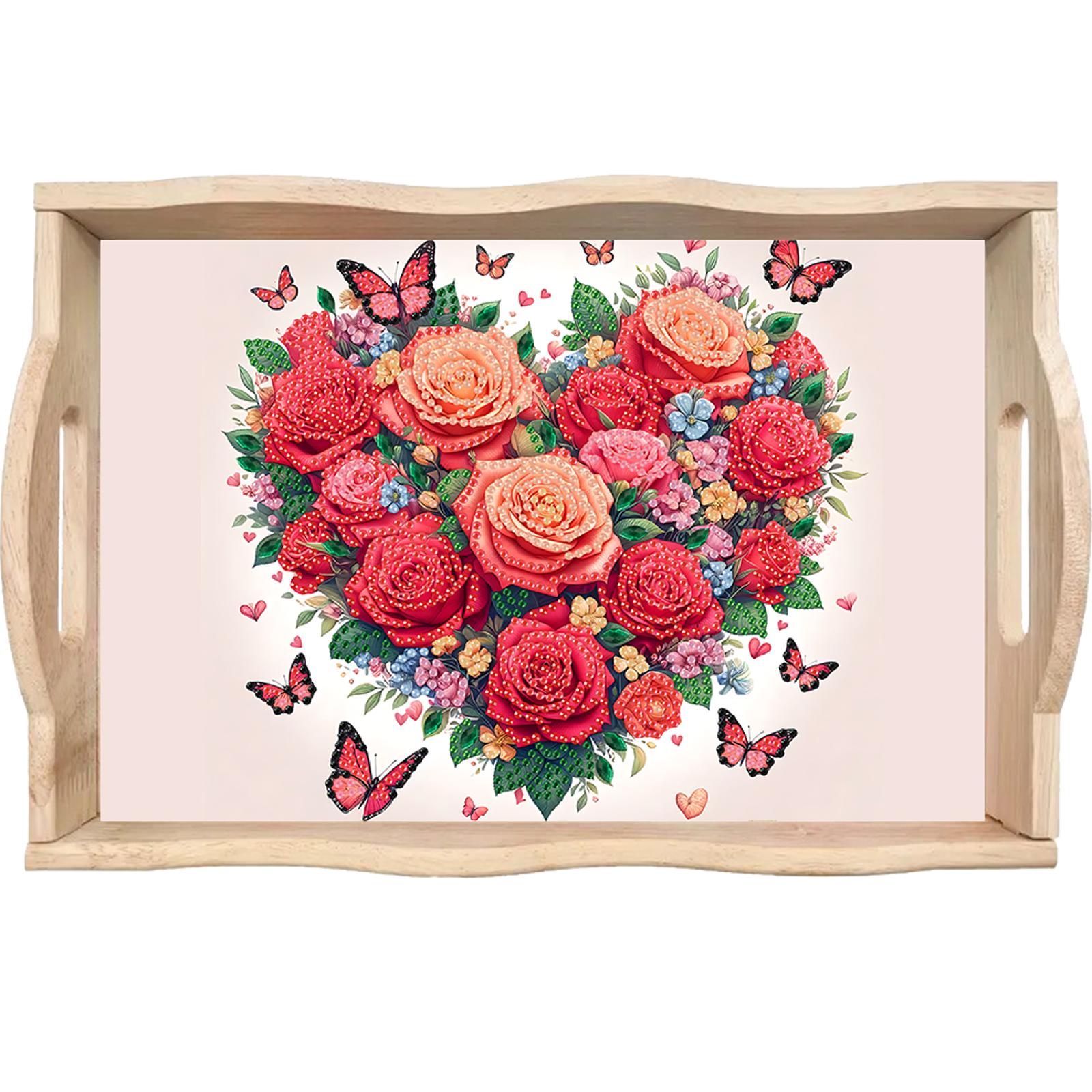Resin Art Wooden Tray - Diamond Painting Wooden Tray with Handle