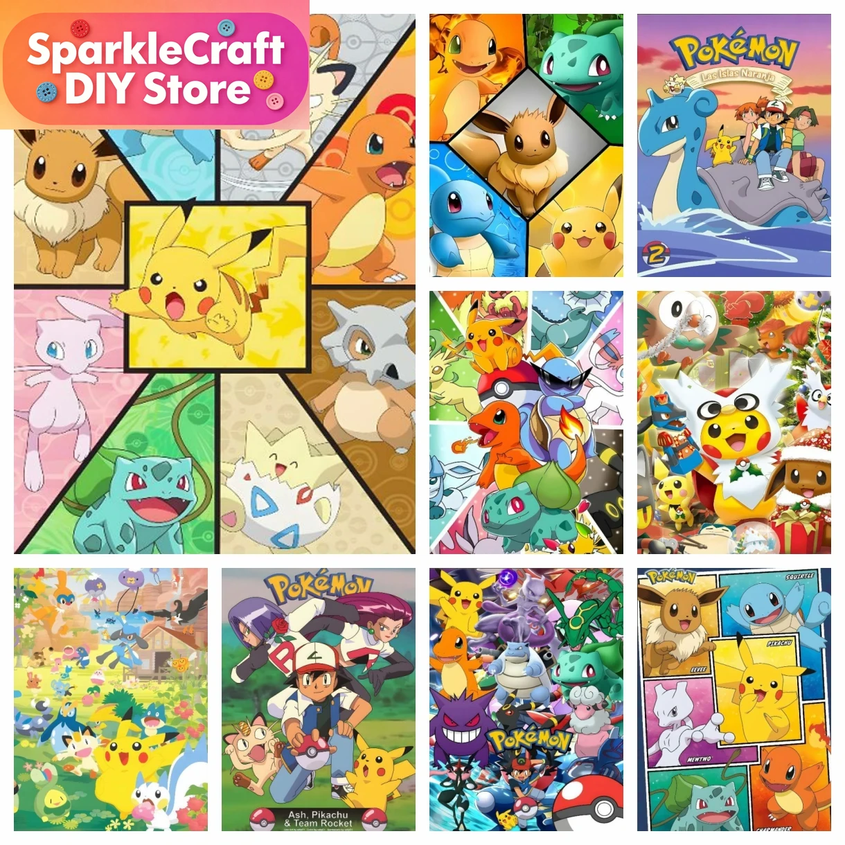 Resin Art Kits - 1pc frameless Cartoon Pokemon Anime Diamond