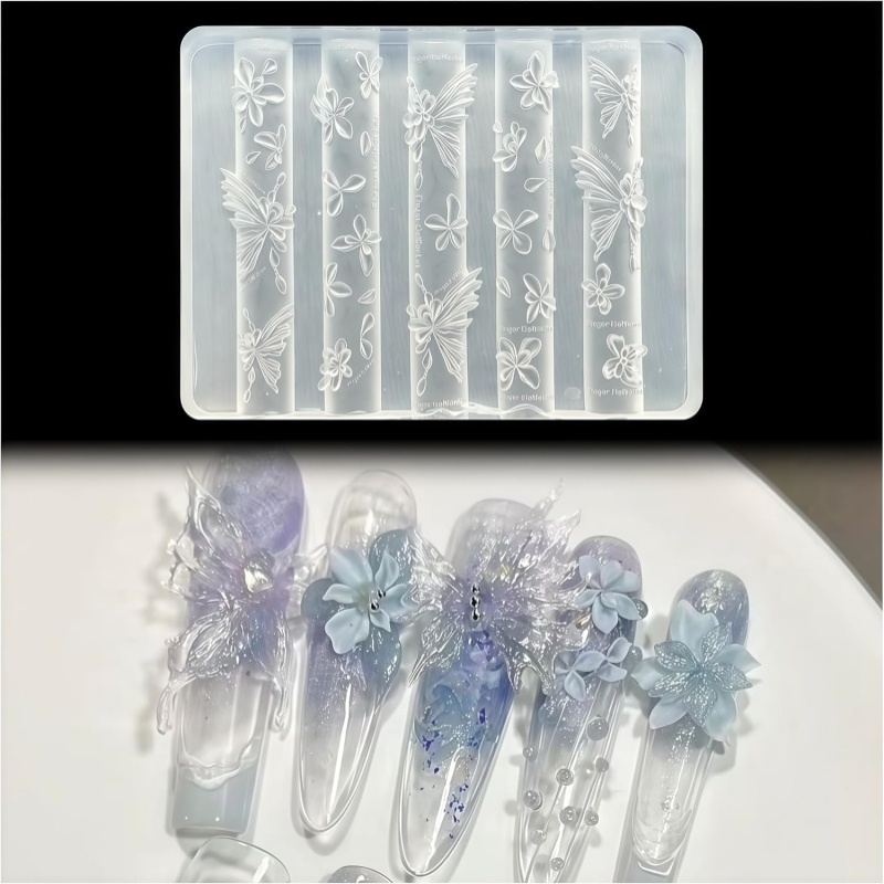Resin Art Template - 3D Butterfly Flower Gel Nail Art