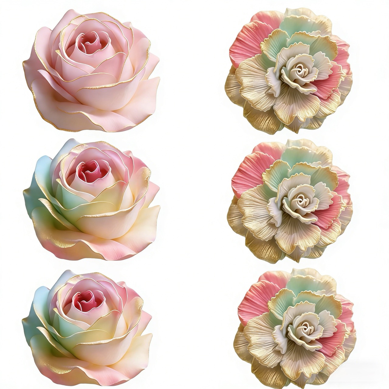 Resin Art Rose Petals - 2-Piece 3D Rose and Elegant Carnation