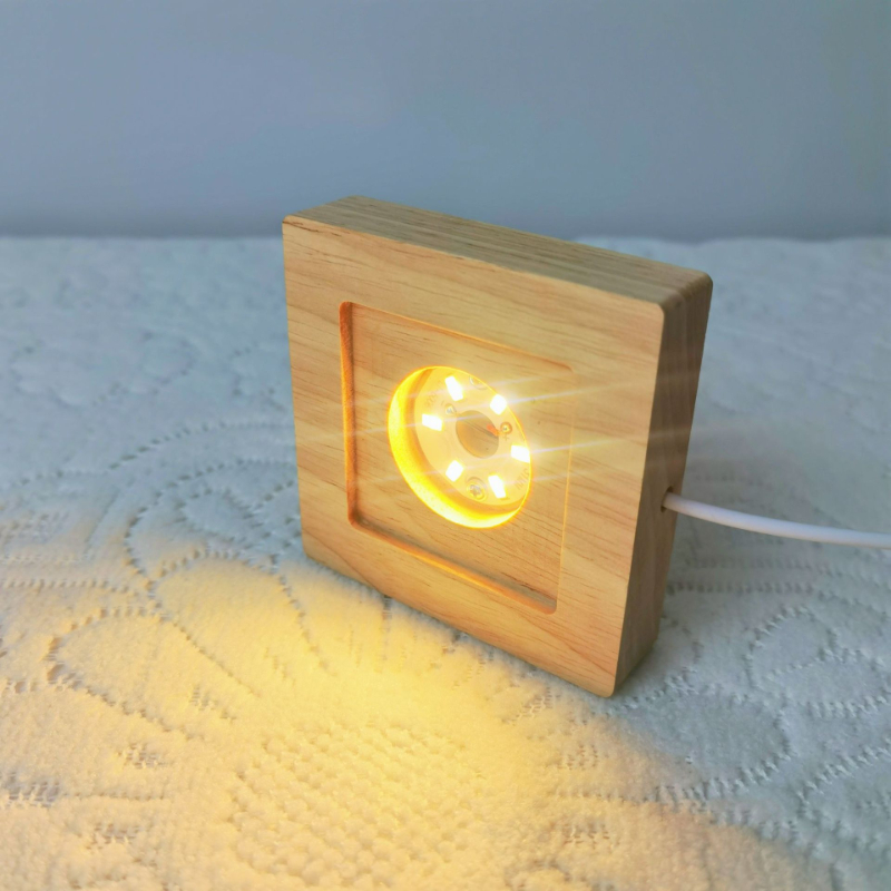 Resin Art Wooden Tray - Square LED Lights Display Base Wooden