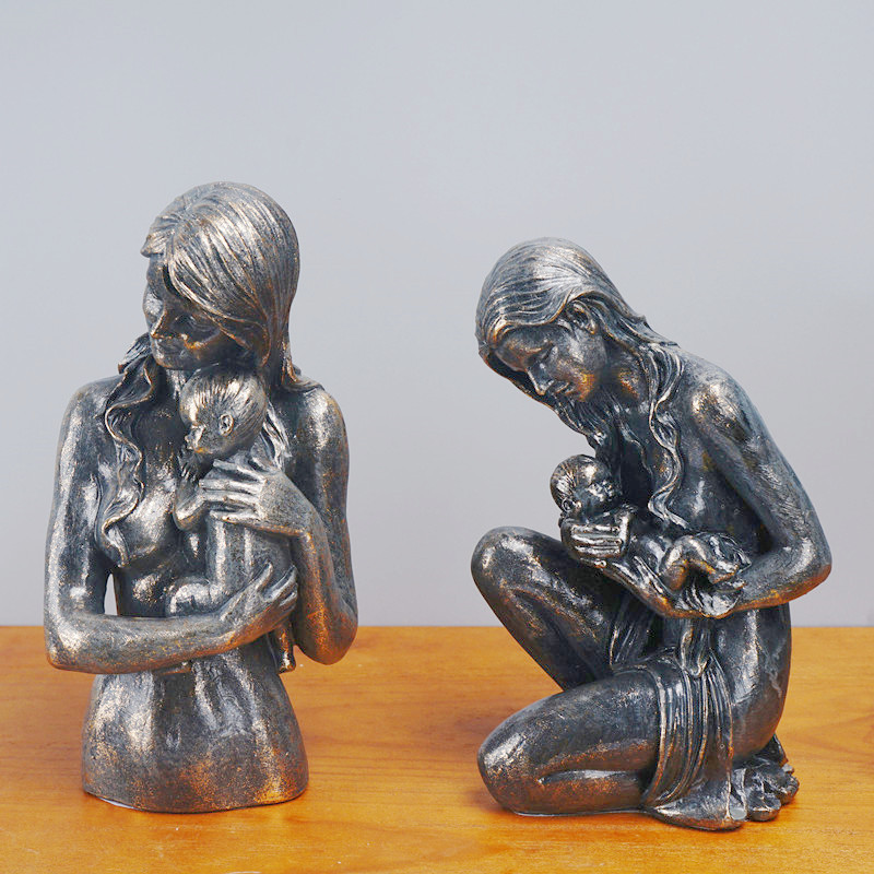 Resin Art For Wedding Gift - Mother Child Resin Sculpture Heartwarming Family