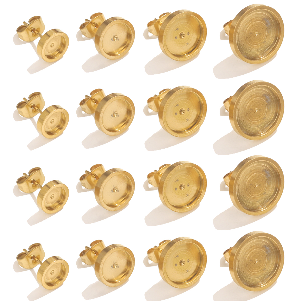 Resin Art Earrings - 10pcs Stainless Steel Gold Earring Stud