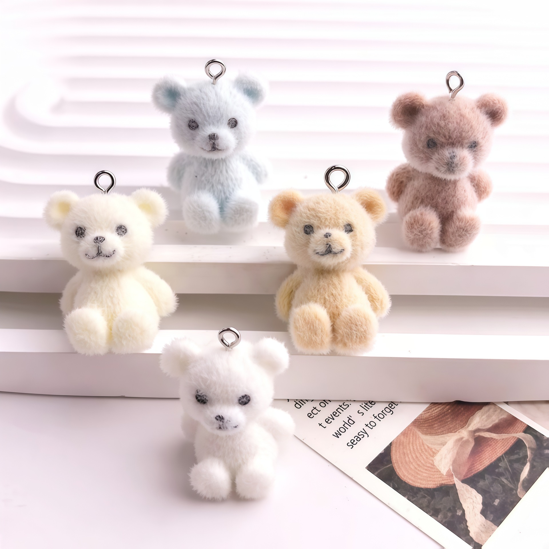5pcs 3D Flocked Bear Resin Cha – обзор и цена Resin Art Earrings