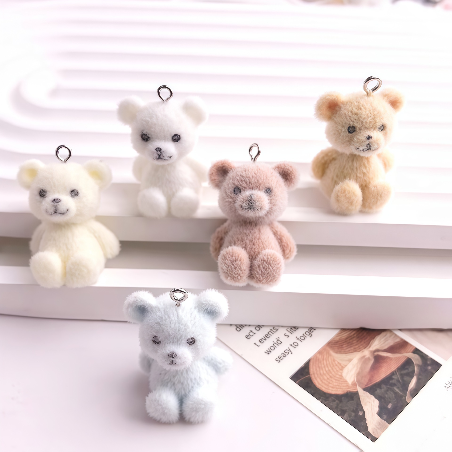5pcs 3D Flocked Bear Resin Cha – обзор и цена Resin Art Earrings