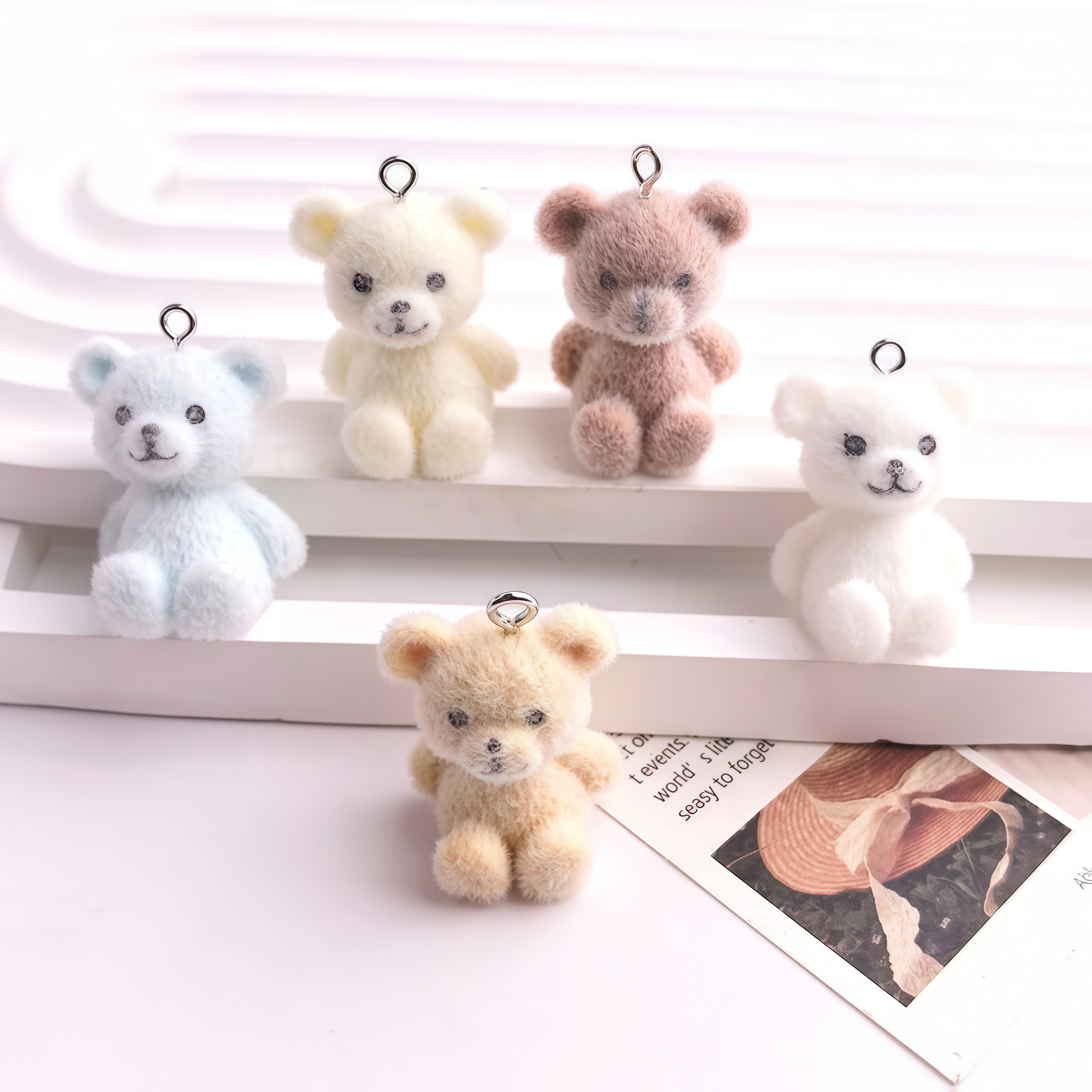 5pcs 3D Flocked Bear Resin Cha – обзор и цена Resin Art Earrings