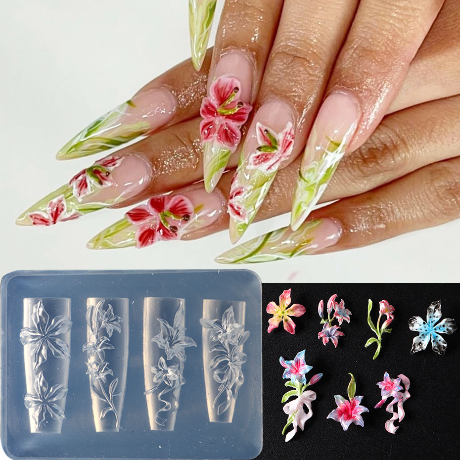 1pcs 3D Elegant Lily Nail Char – обзор и цена Resin Art Template