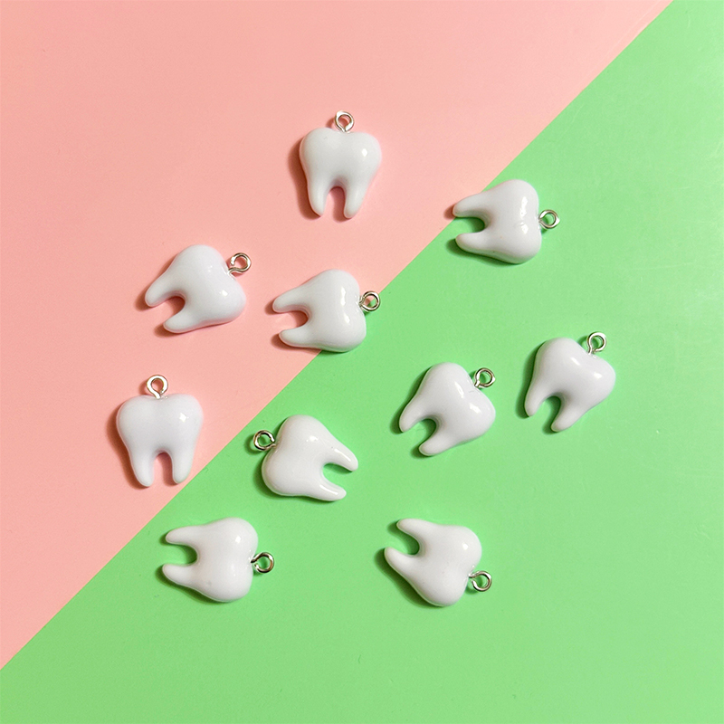 10pcs Cute White Teeth Resin P – обзор и цена Resin Art Earrings