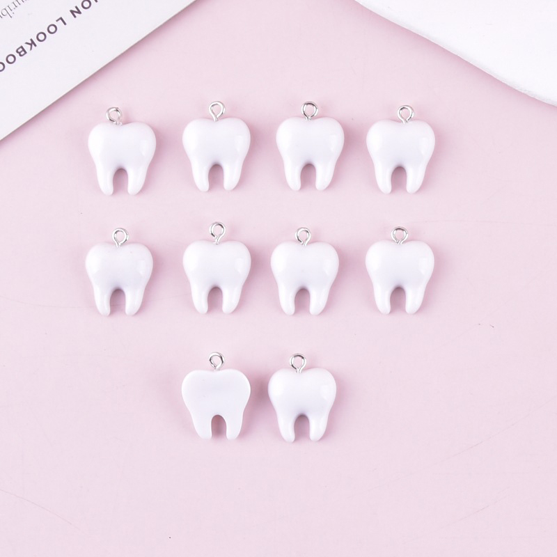 10pcs Cute White Teeth Resin P – обзор и цена Resin Art Earrings