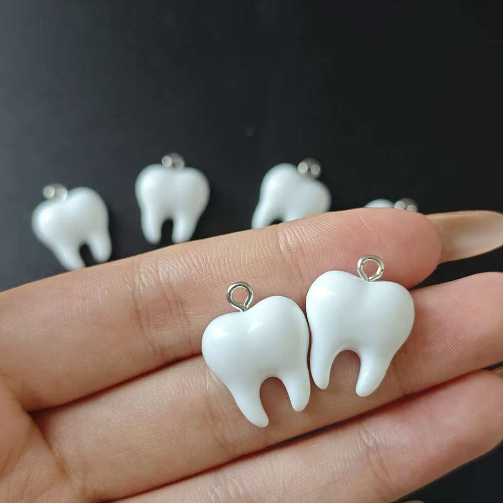 10pcs Cute White Teeth Resin P – обзор и цена Resin Art Earrings