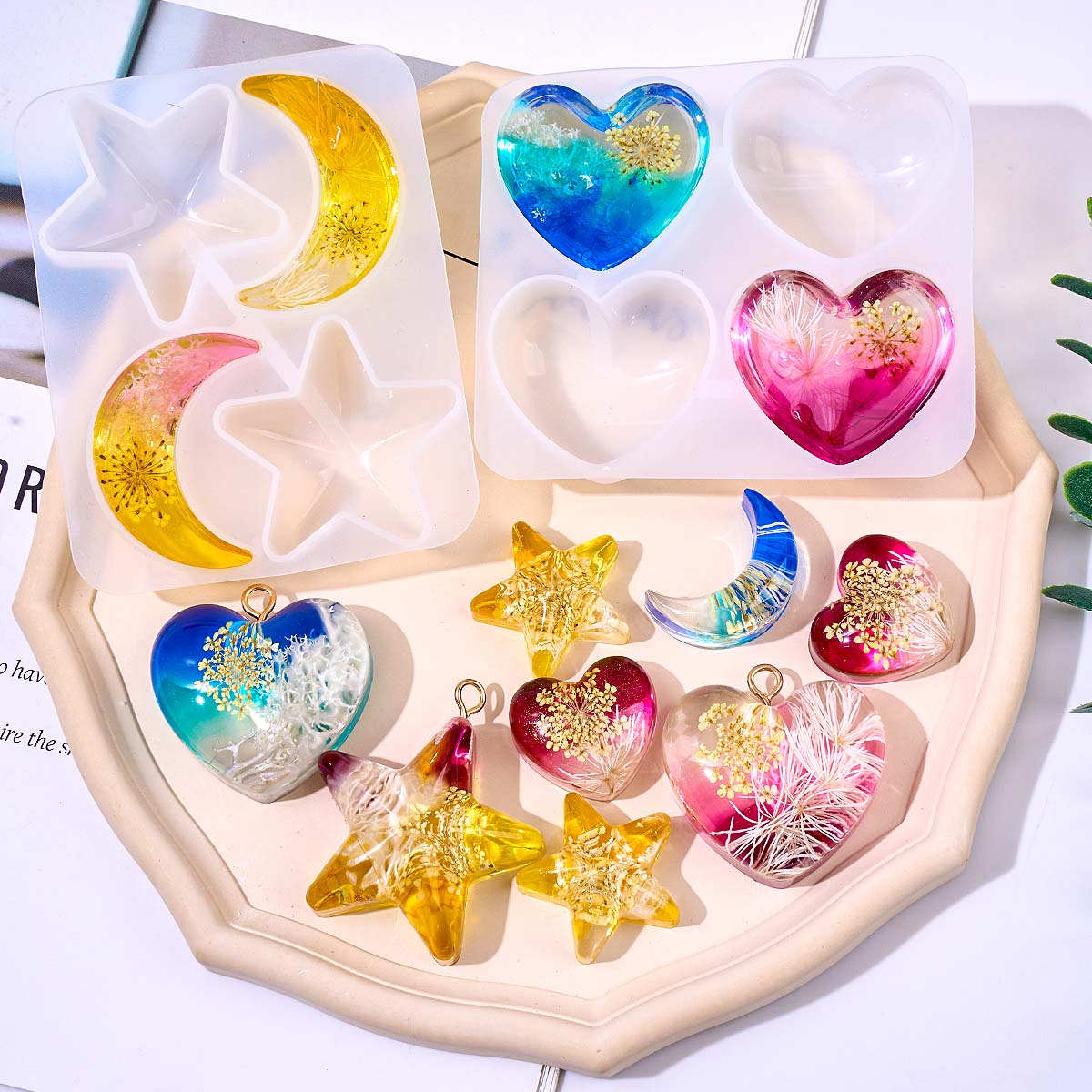Heart Star Moon Pendant Silico – обзор и цена Resin Art Epoxy