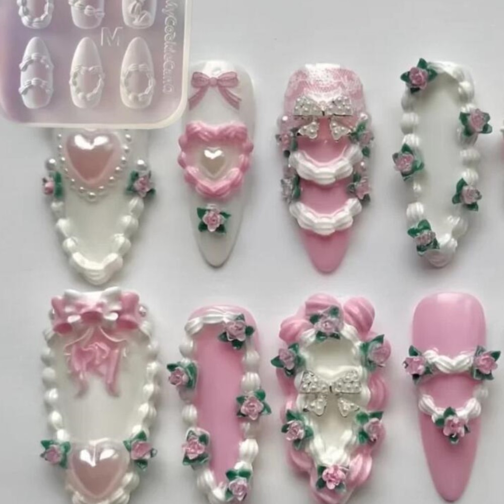 1pc 3D French Cream Nail Art S – обзор и цена Resin Art Template