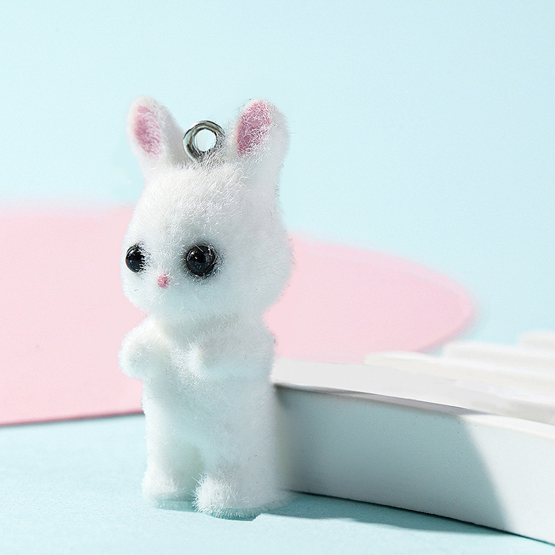 5pcs/lot Cute Flocking Rabbit  – обзор и цена Resin Art Earrings