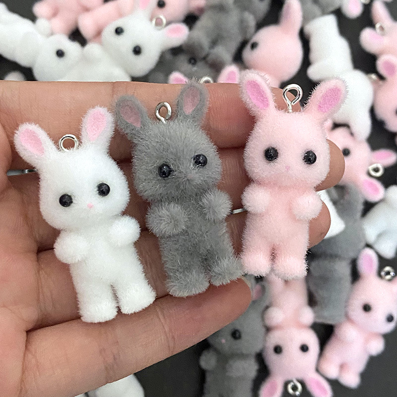 5pcs/lot Cute Flocking Rabbit  – обзор и цена Resin Art Earrings