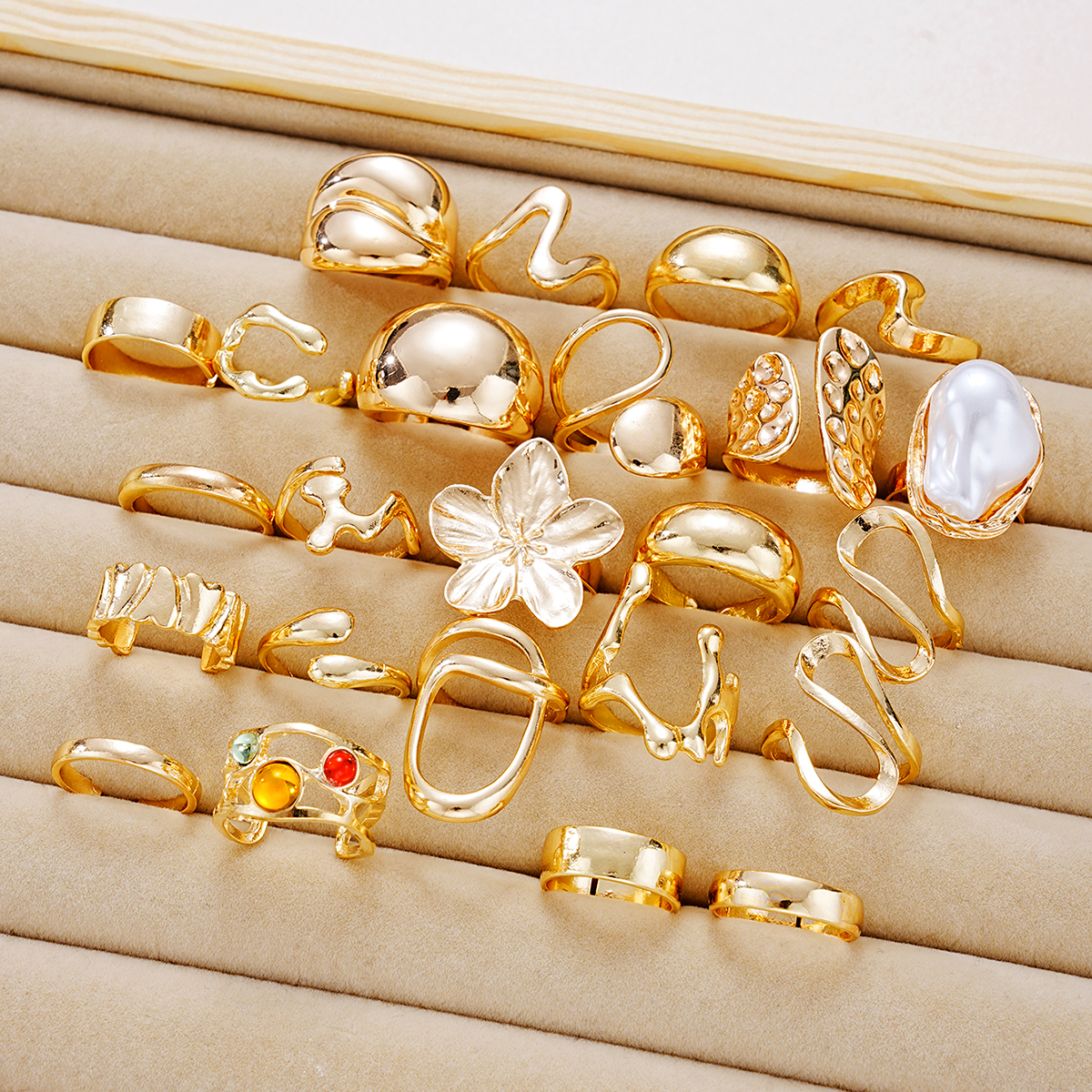 24pcs/Set Retro Flower Ring Se – обзор и цена Resin Art Ring