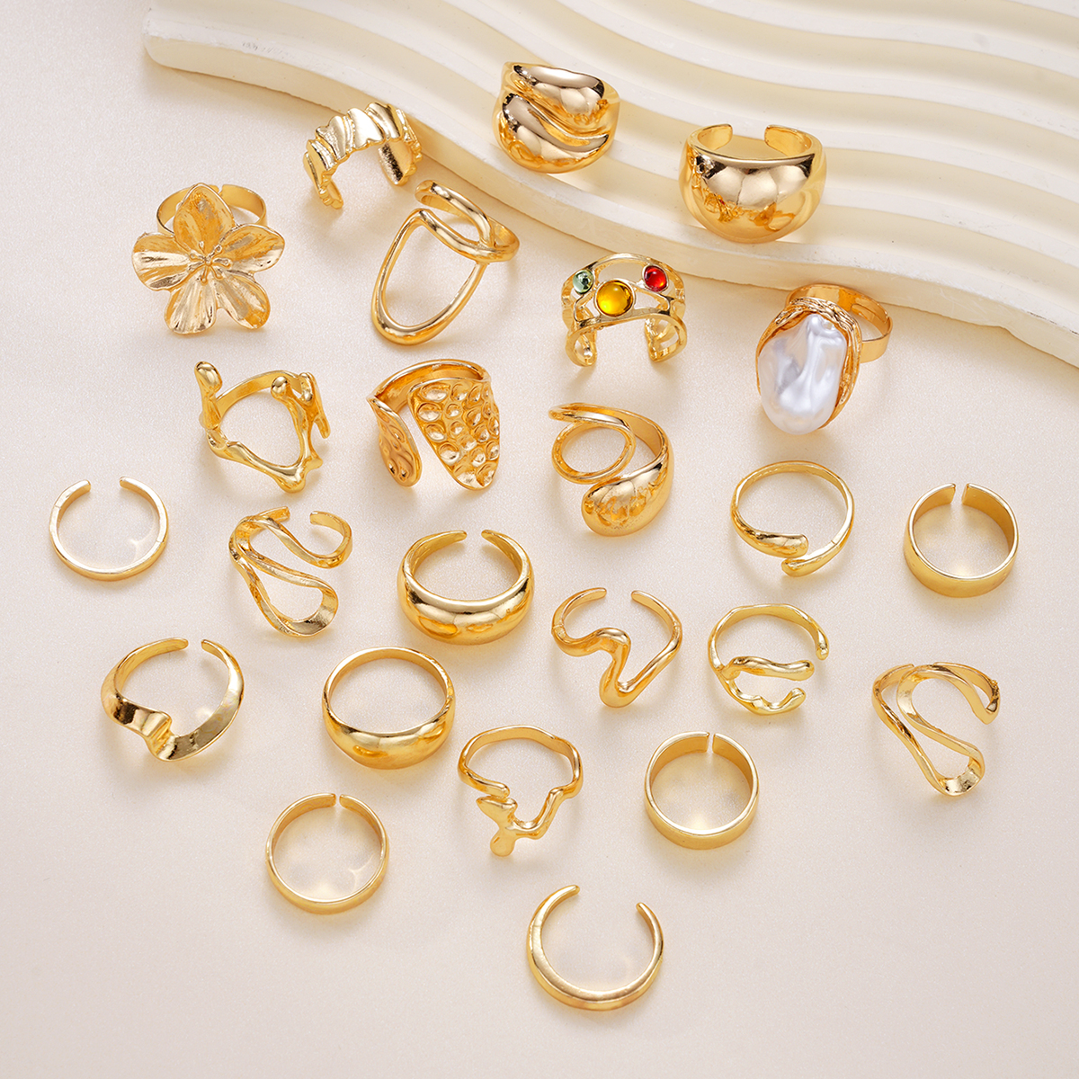 24pcs/Set Retro Flower Ring Se – обзор и цена Resin Art Ring