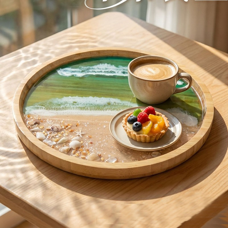 Wooden Serving Tray with Ocean – обзор и цена Resin Art Wooden Tray